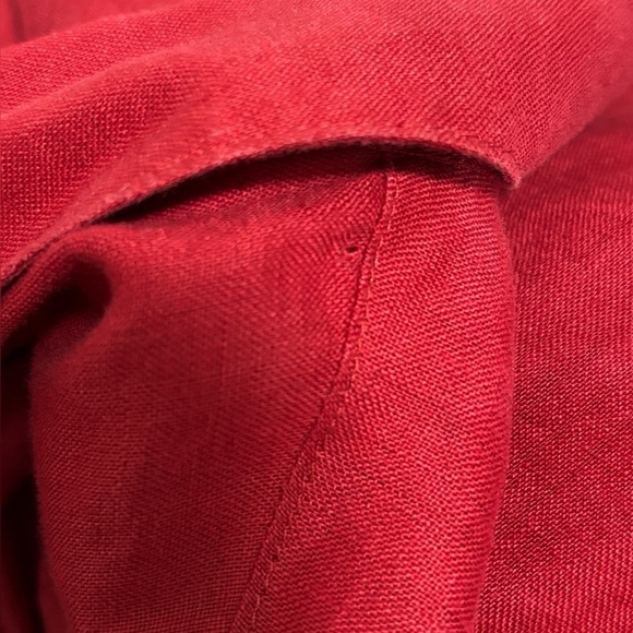J. JILL - SIZE LARGE RED LINEN SHIRTDRESS - KNOTTED BUTTONS & OVERSIZED - B15 - Picture 6 of 7